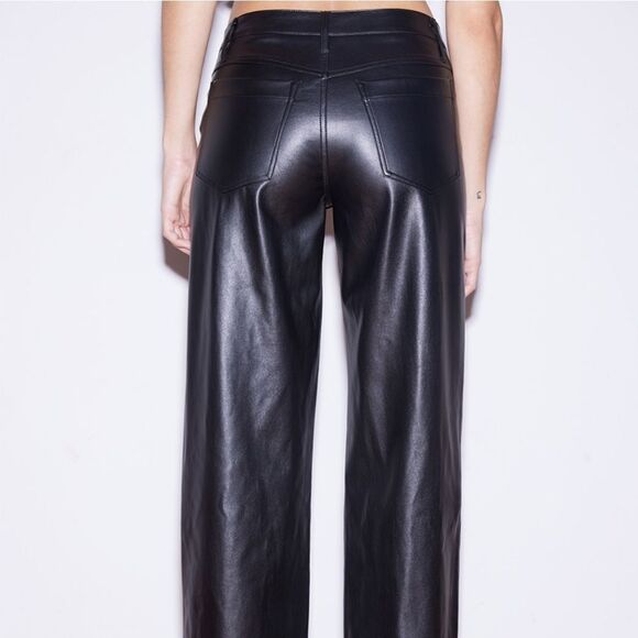 WEST OF MELROSE Faux Leather Low Rise Wide Leg Womens Pants - Picture 3 of 8